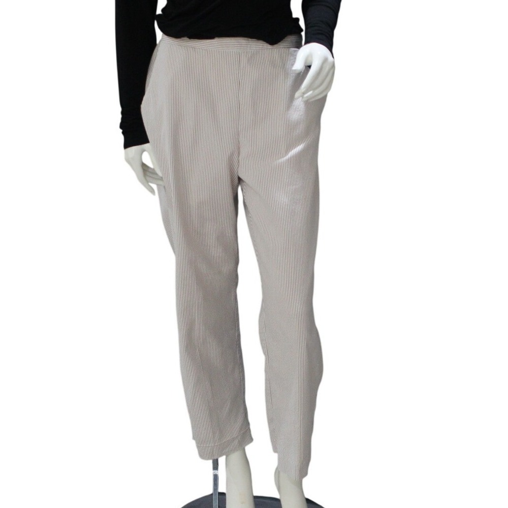 Alfred Dunner Pull On Striped Ankle Pants Womens 12 Stretch‎ Elastic Waist